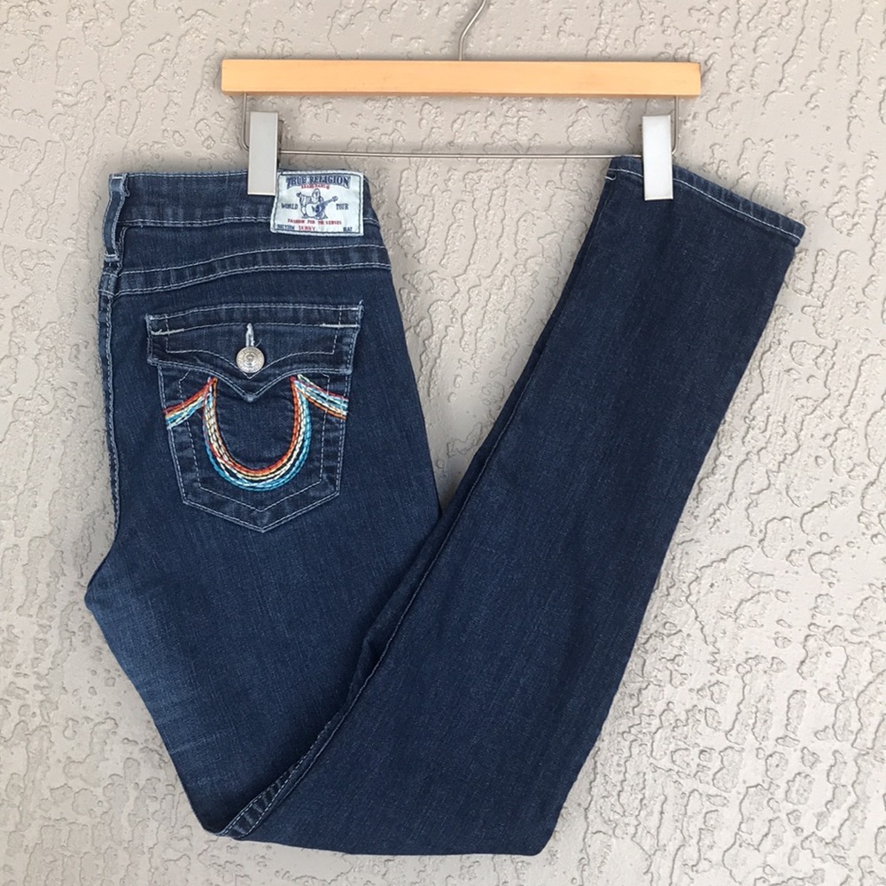 True Religion, Dark Wash, Zip Fly, Skinny Jeans